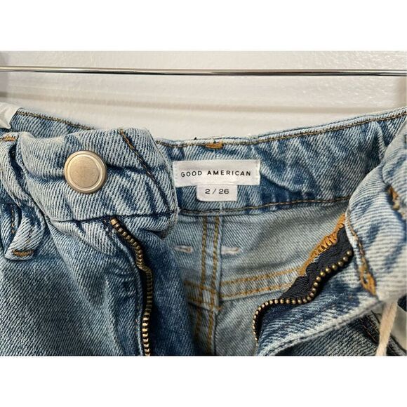 Good American Distressed Jeans Good Boy Straight Leg Blue Denim Size 2 /26 NWT - Picture 4 of 7